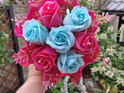 Vázané kytice z mýdla